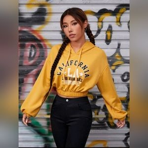 Letter graphic drop shoulder Drawstring hoodie